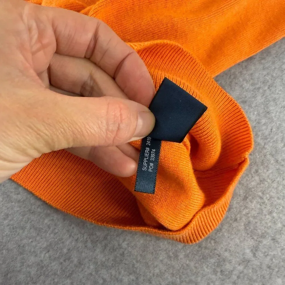 Polo Ralph Lauren Size Large Orange Crewneck Sweater Orange Pony Logo Men's Prep
